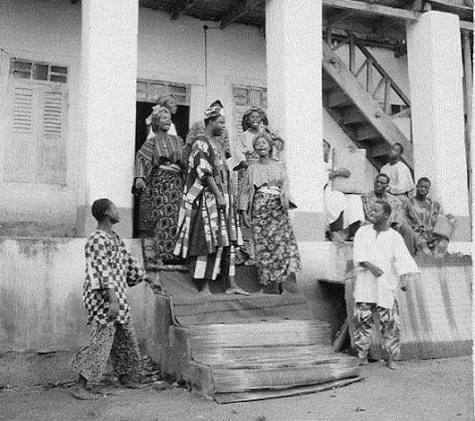 Kola Ogunmola performing Yoruba folk opera with his travelling theatre troupe