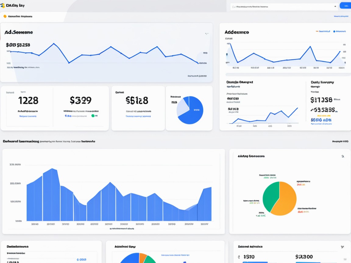 Dashboard showing $100 daily AdSense earnings with analytics charts and graphs.