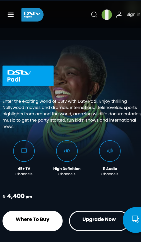 DStv Padi Channels List 2025