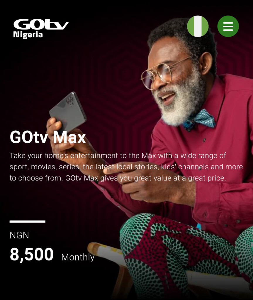 am image of GOtv Max 2025 banner showing the price and indicating that it offerssports channels including SuperSport and ESPN